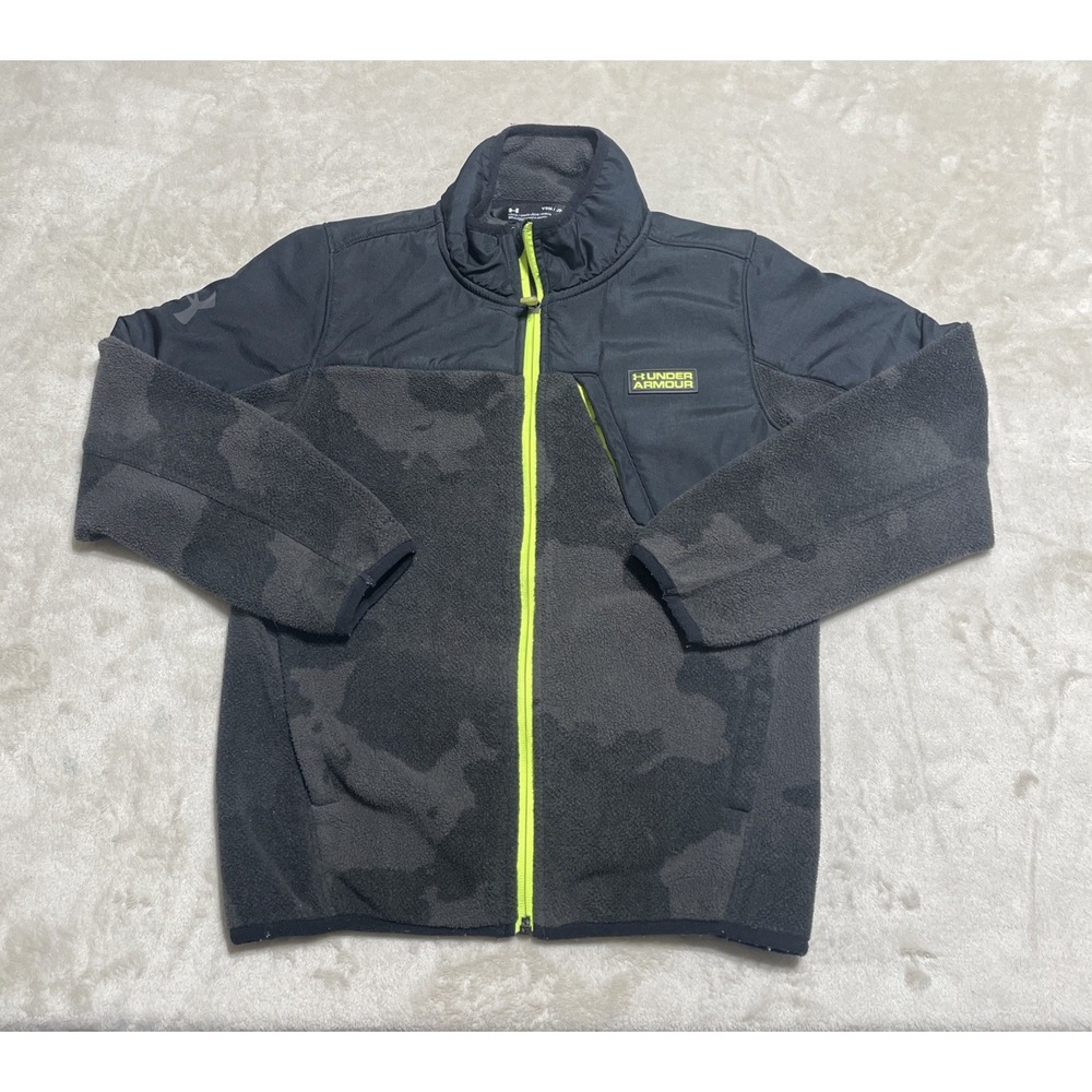 Under Armour Jacket Boys Medium Loose Gray Camo Storm Fleece Full Zip Coat